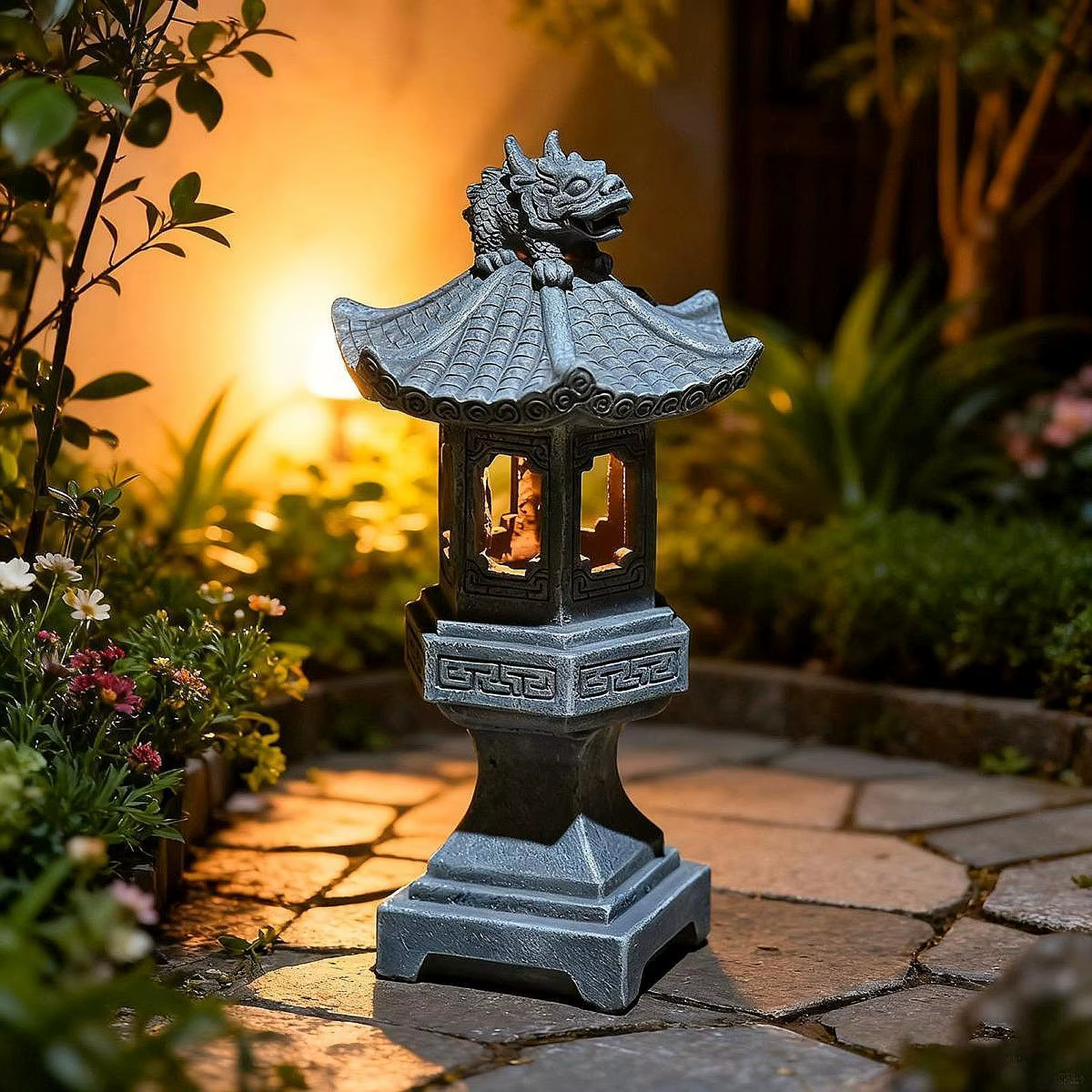 Farol solar estilo pagoda para jardín, decoración de exterior - imagen 5