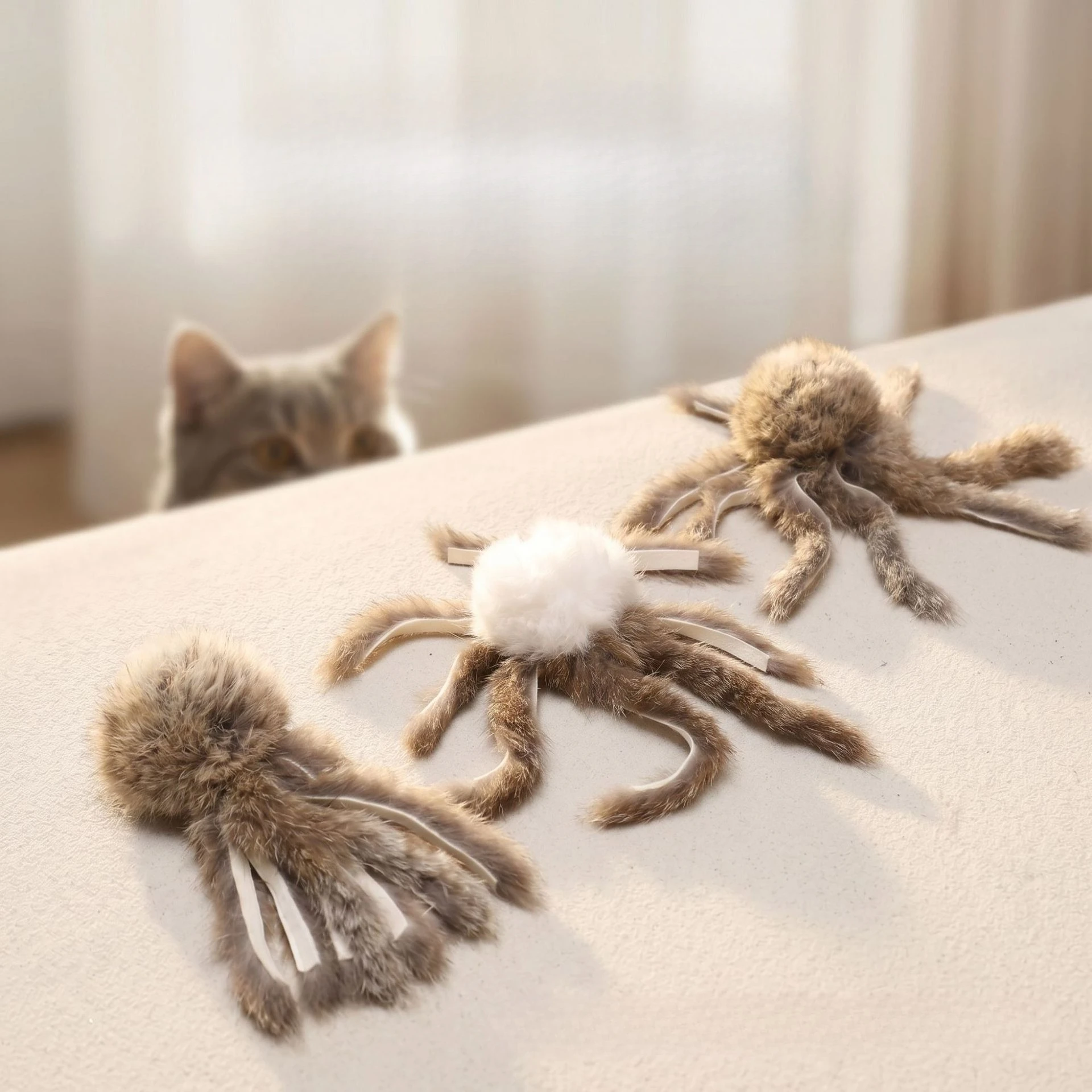 Varitas de juguete para gatos con bolas de peluche y cabezas - imagen 2