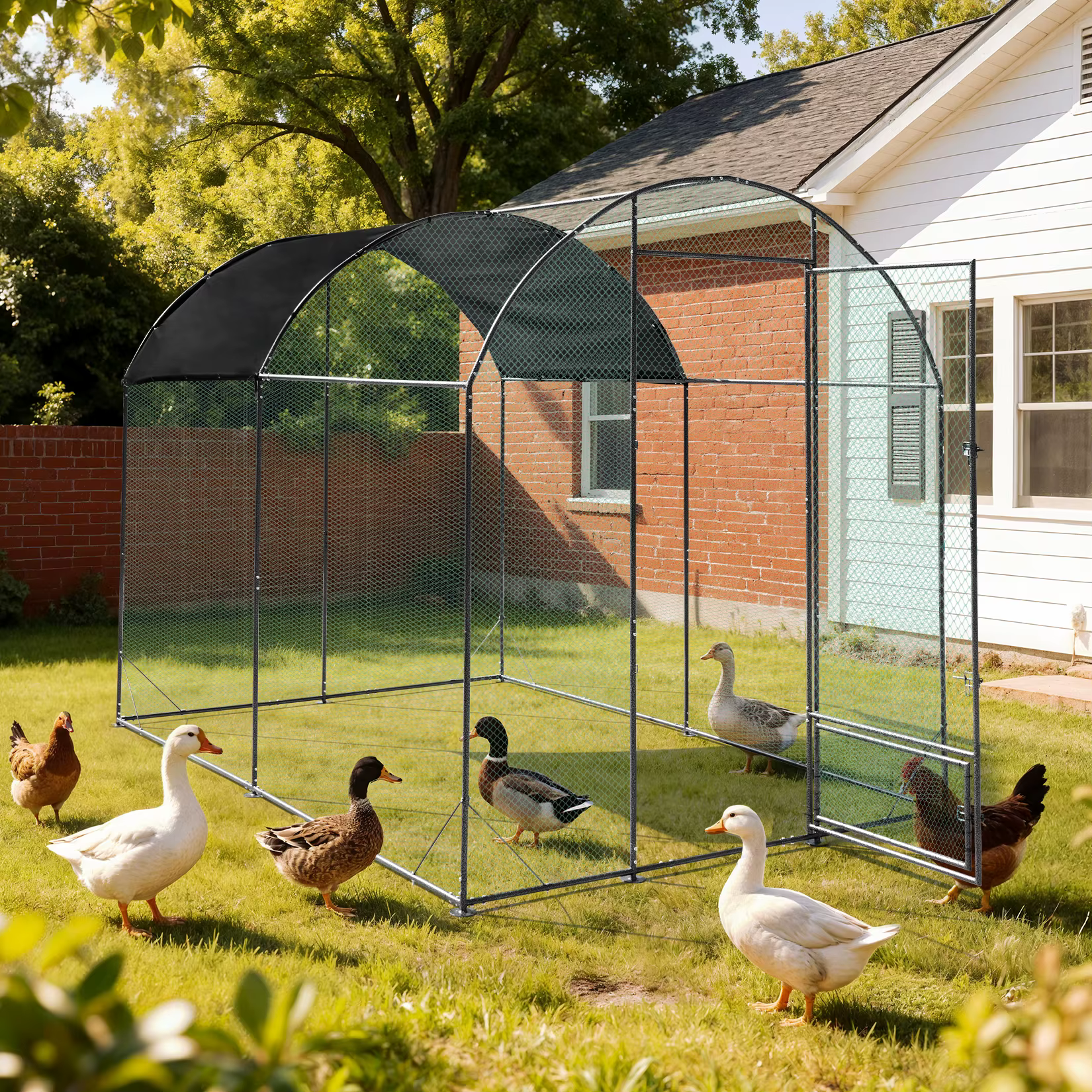 Jaula para conejos con corral y nido – Gallinero exterior de malla - imagen 5