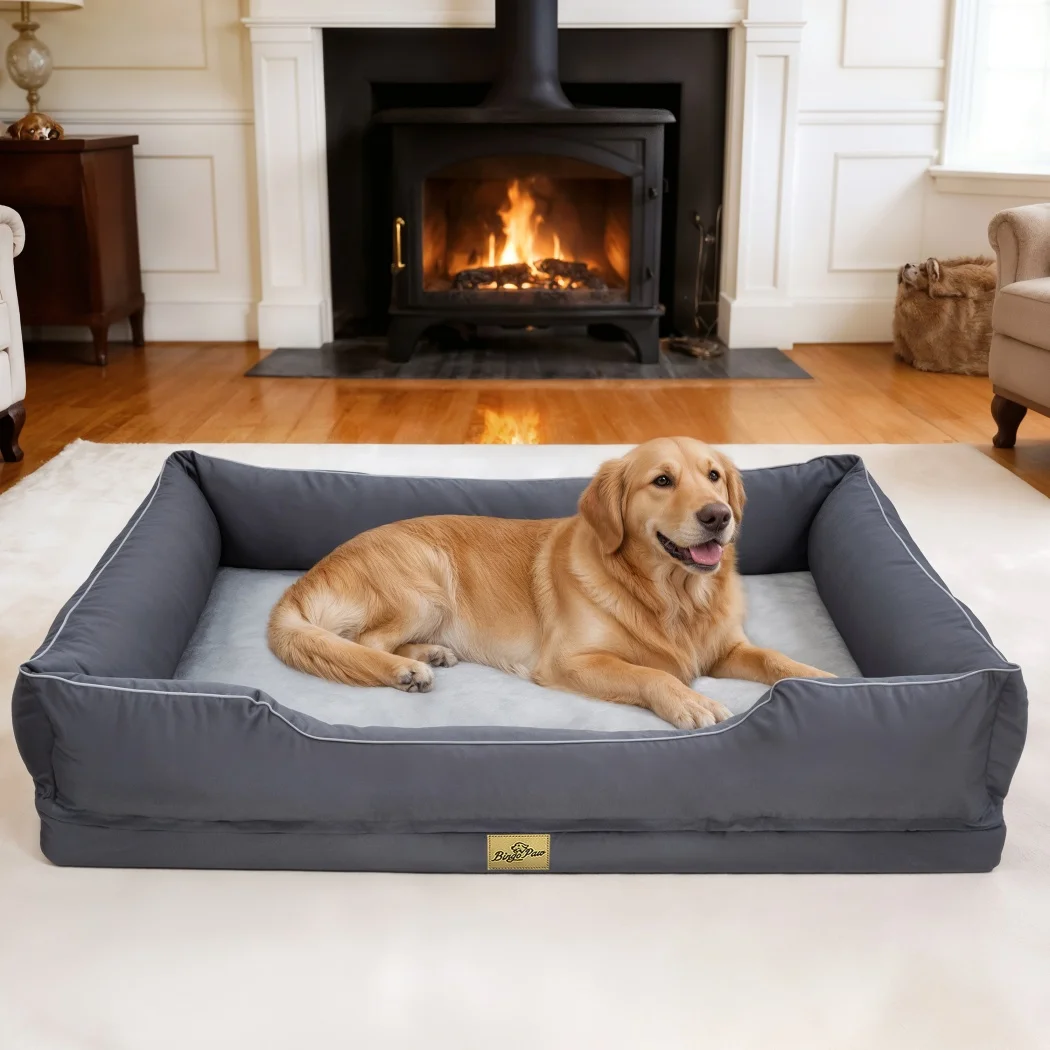 Cama ortopédica XL para perros grandes con borde reforzado