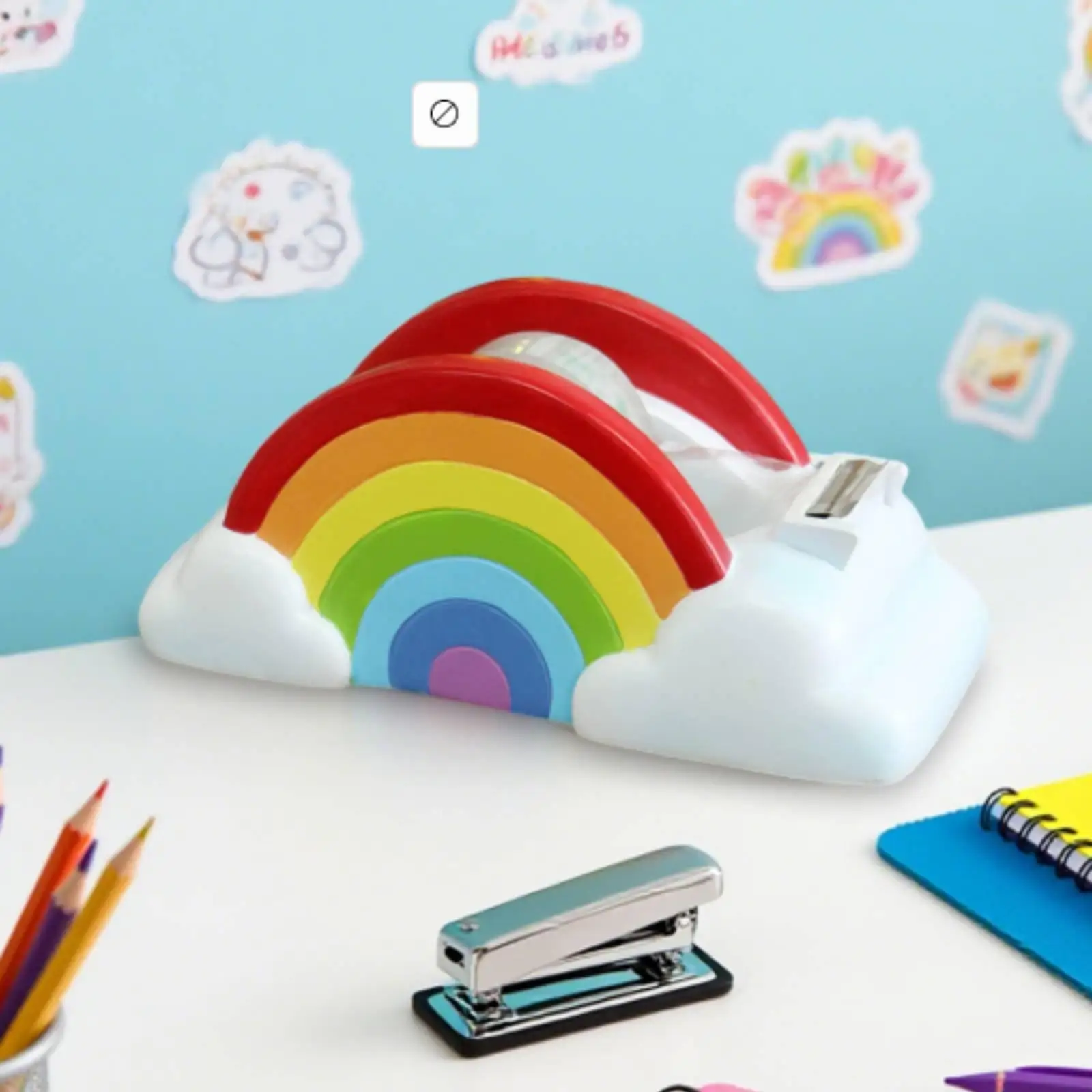 Dispensador de cinta adhesiva diseño arcoíris para manualidades y papelería - imagen 2