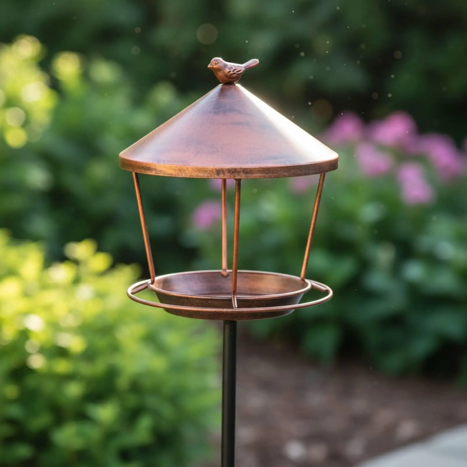 Comedero para pájaros con estaca y techo protector jardín - imagen 2