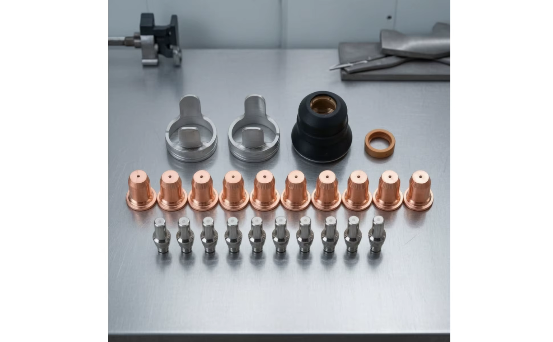 Detalles de los electrodos y componentes del kit