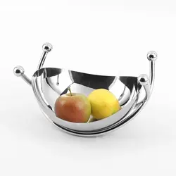 Frutero de acero inoxidable pulido con bandeja para aperitivos