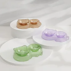Comedero doble transparente para gatos, antiderrames, duradero