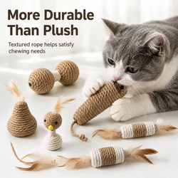 Juguetes de sisal con plumas para gatos: cuerdas para morder