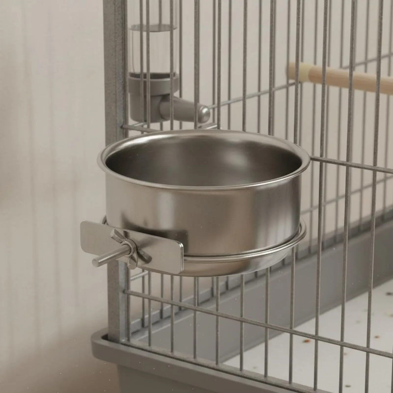 Comedero colgante para aves de acero inoxidable, resistente al óxido