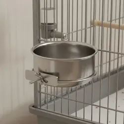 Comedero colgante para aves de acero inoxidable, resistente al óxido