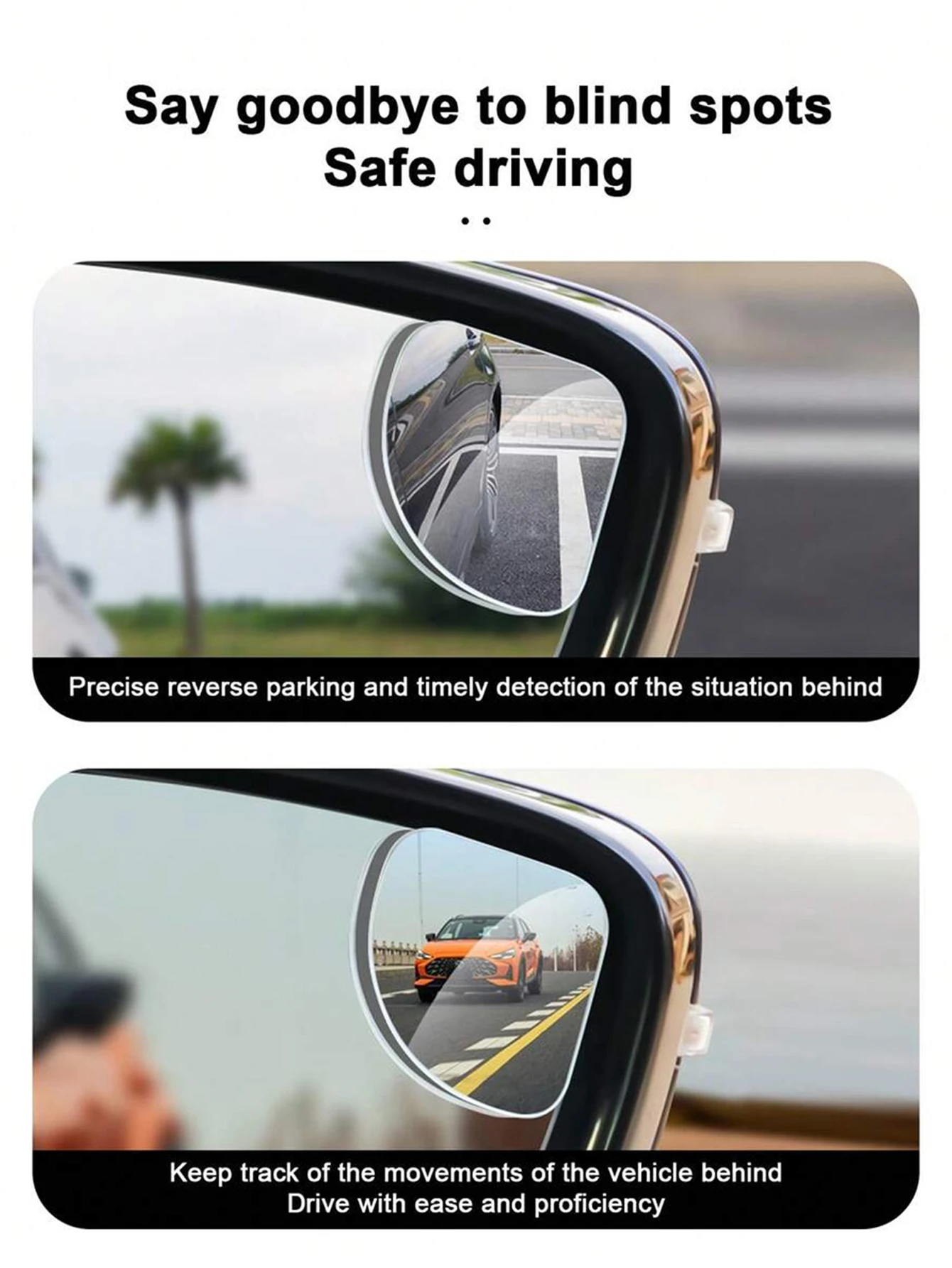 Espejo retrovisor antideslumbrante 360° para puntos ciegos – Par plateado - imagen 3