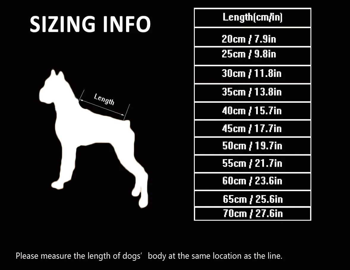 Guía de tallas según longitud de espalda