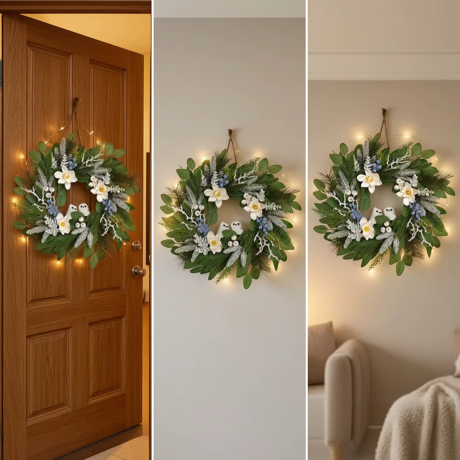 Corona decorativa con búhos y frutas escarchadas para gatos y perros - imagen 3