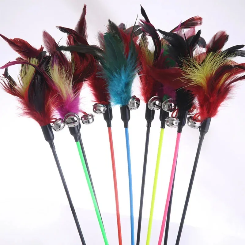 Juguete para gatos con plumas de colores – caña interactiva divertida - imagen 4