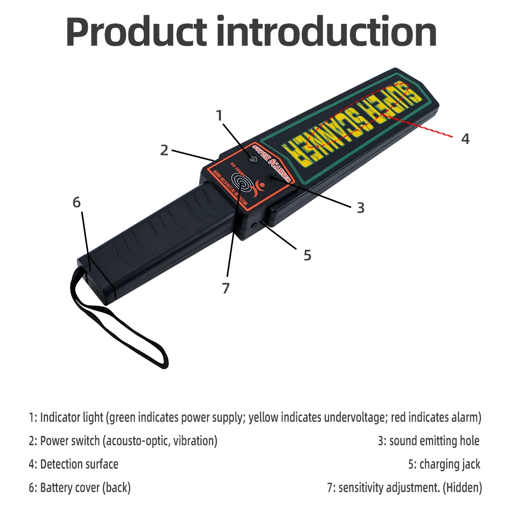 Detector de metales portátil para seguridad y búsqueda exterior