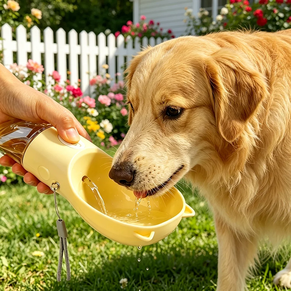 Botella de agua portátil para perros y gatos, bebedero exterior