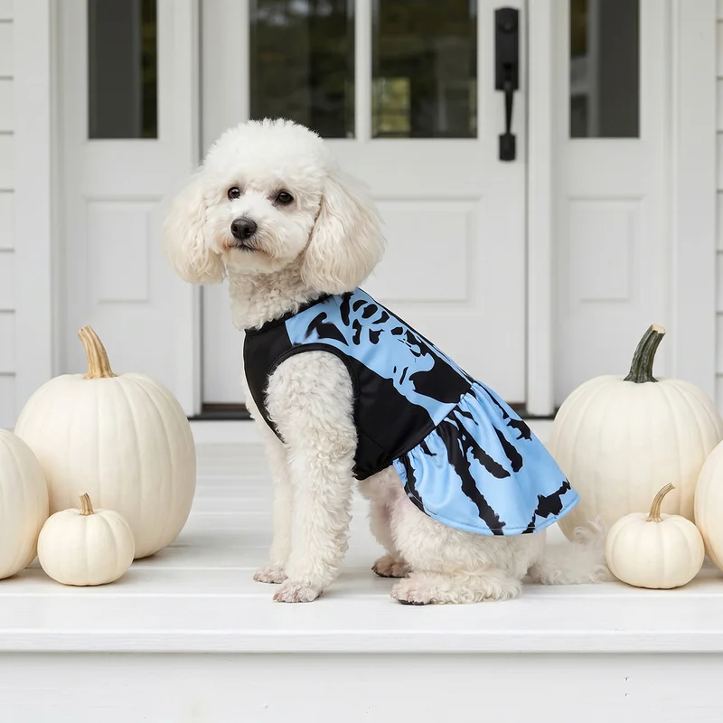 Tutú Azul con Huesos para Perros y Gatos – Disfraz de Halloween - imagen 4