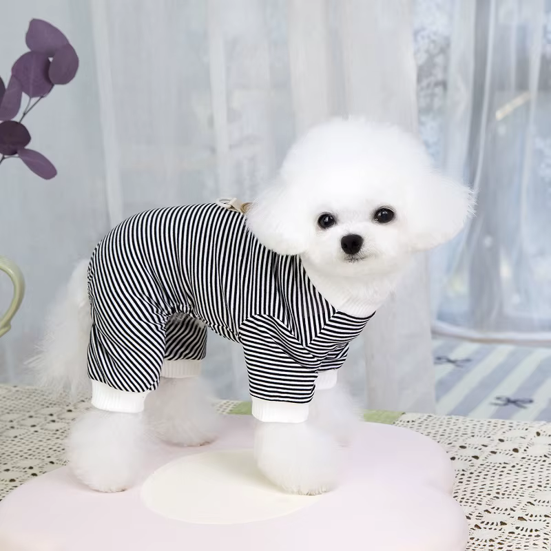 Sudadera pijama Chihuahua de algodón a rayas para perros y gatos - imagen 2