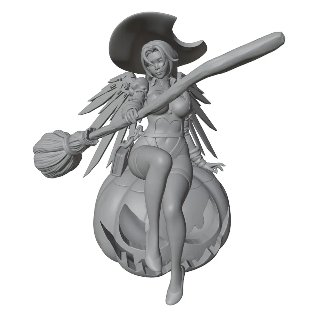 Figura de anime en miniatura GK impresa en 3D gris, sin montar - imagen 3
