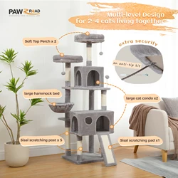 Árbol para gatos con postes para rascar y cama acolchada