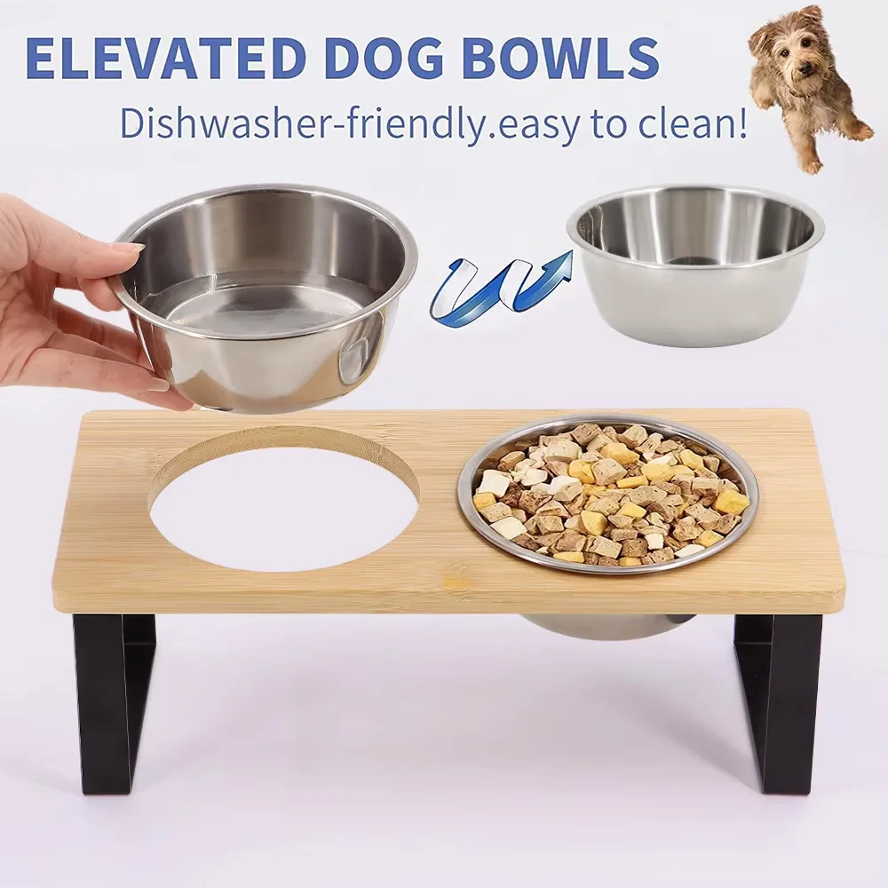 Comedero doble elevado inclinado para gatos y perros pequeños - imagen 3