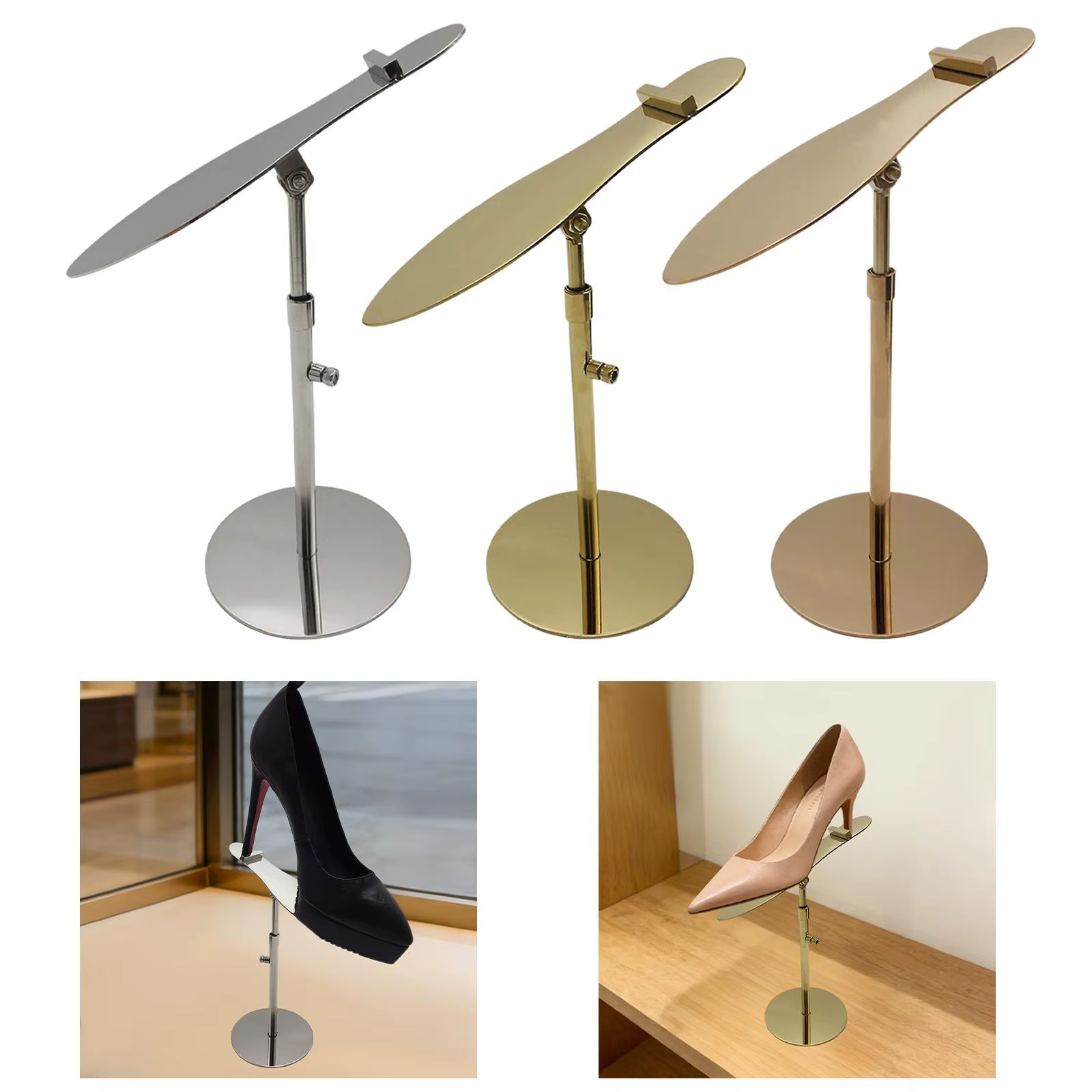 Expositor de zapatos para mostrador, soporte metálico ajustable - imagen 3