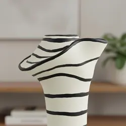 Florero moderno a rayas llamativo, decoración resistente para hogar