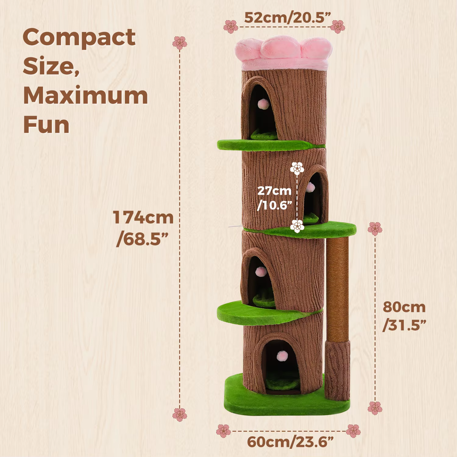 Torre rascador alta para gatos grandes – Condominios y poste grueso - imagen 3