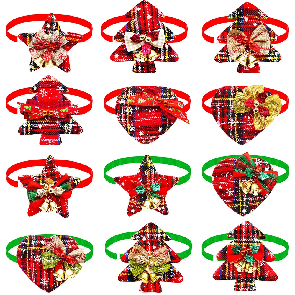 Pajarita navideña roja con campana para perro