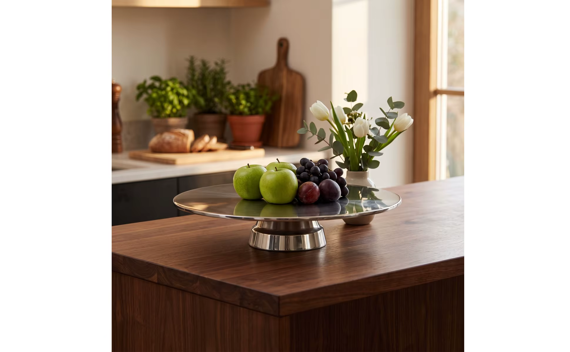 Soporte con pedestal para postres y aperitivos
