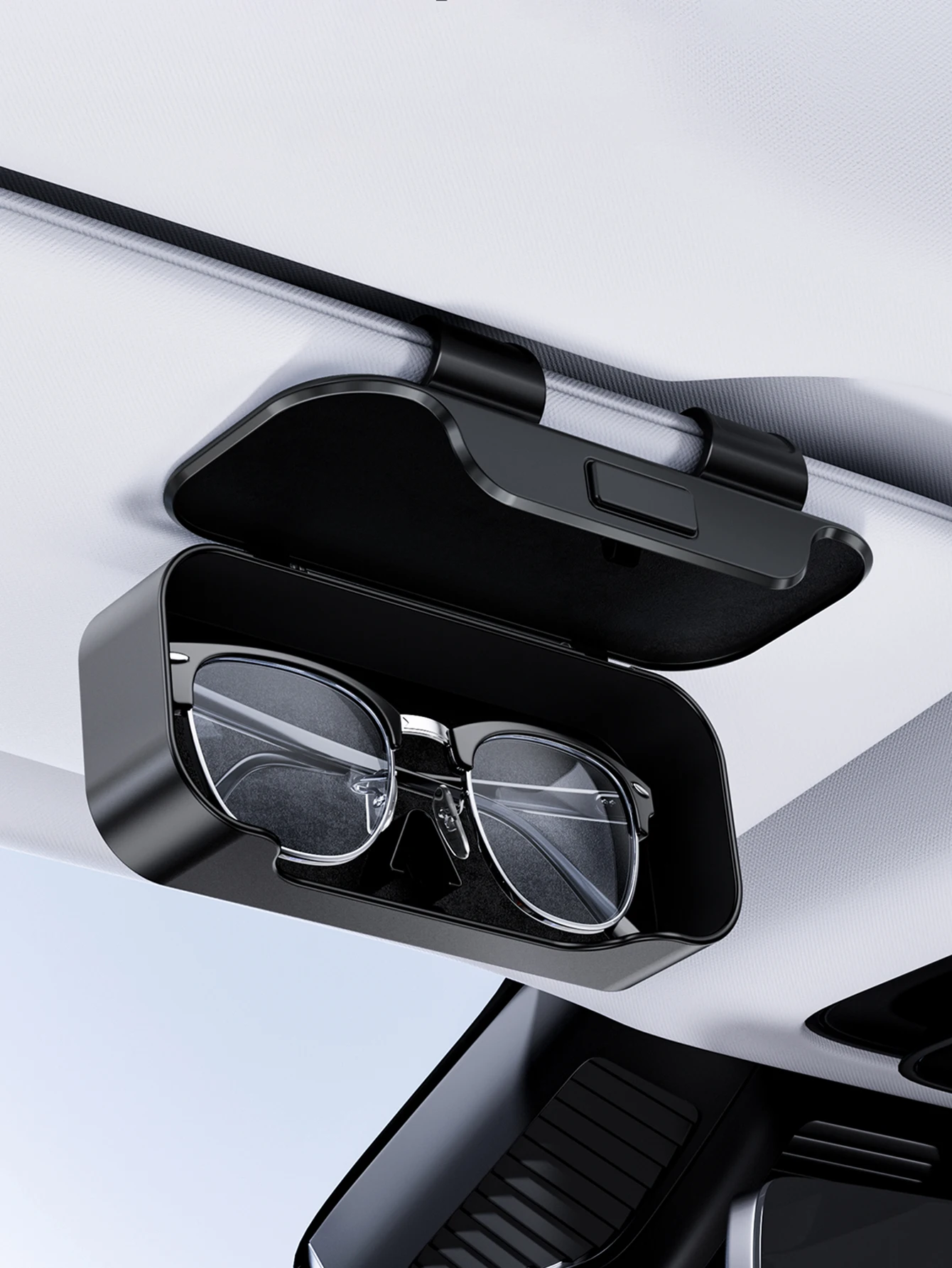 Soporte para gafas de sol en el coche con clip y caja multifunción - imagen 4
