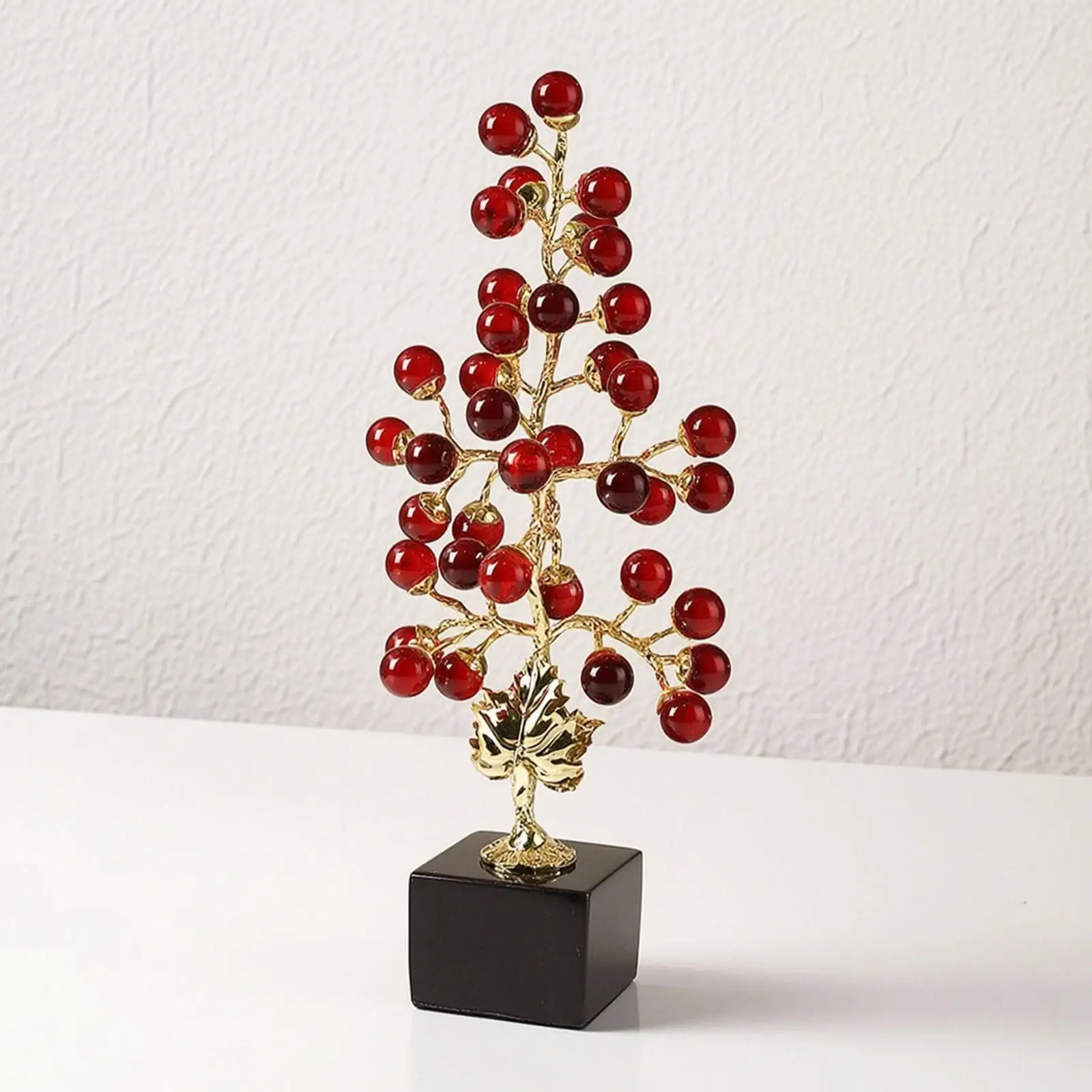 Árbol de uvas de cristal con pedestal – Adorno decorativo frutos brillantes