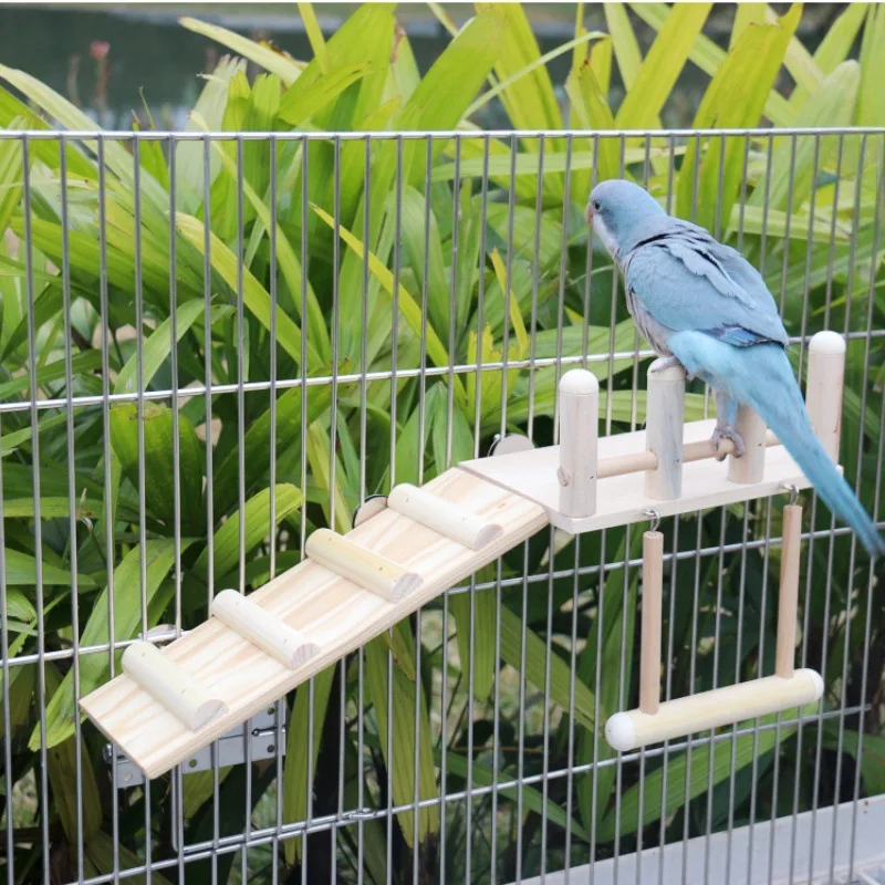 Columpio de madera natural para aves