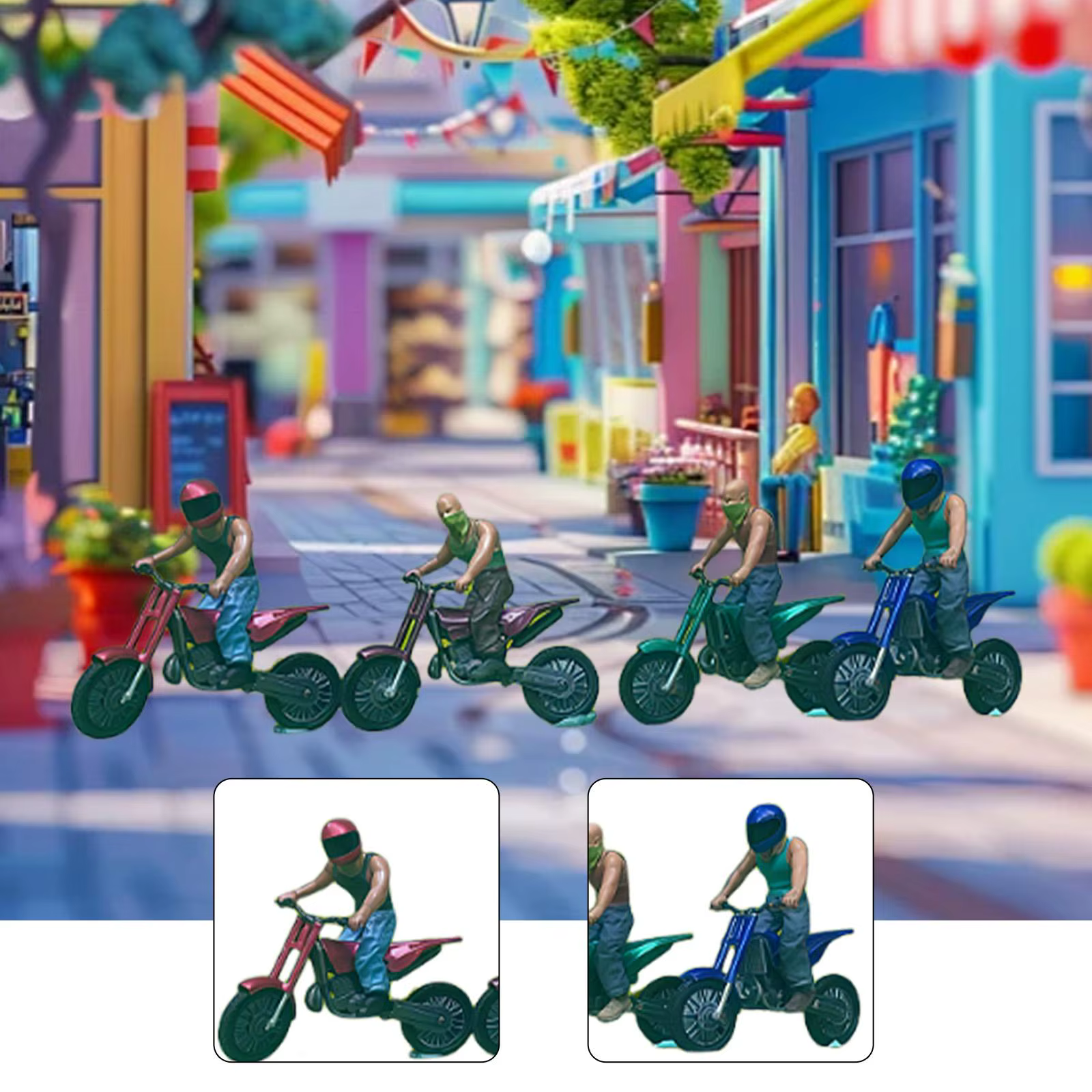Figuras de motociclistas en miniatura 1:64 para maquetas y dioramas - imagen 3