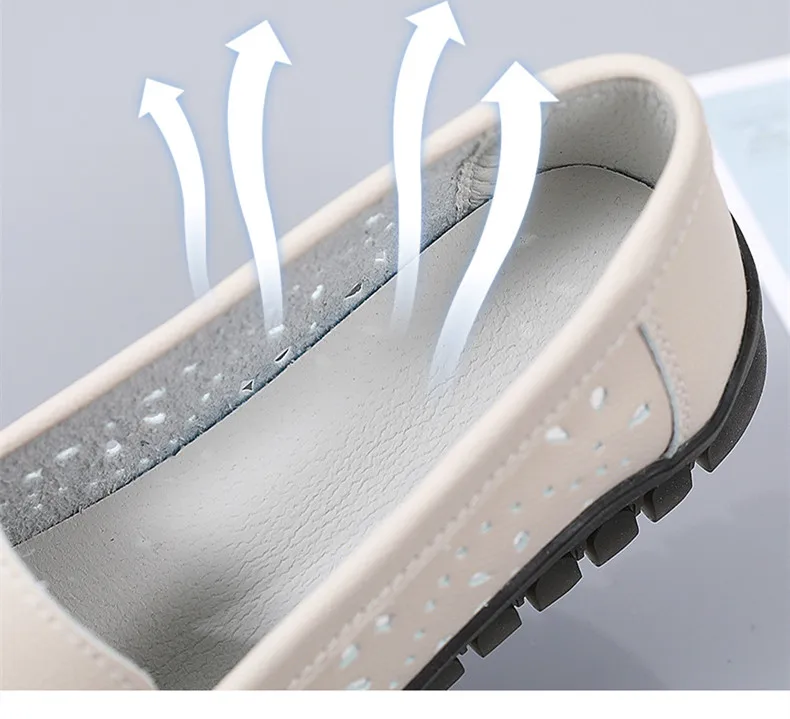 Detalle del diseño calado en mocasines transpirables