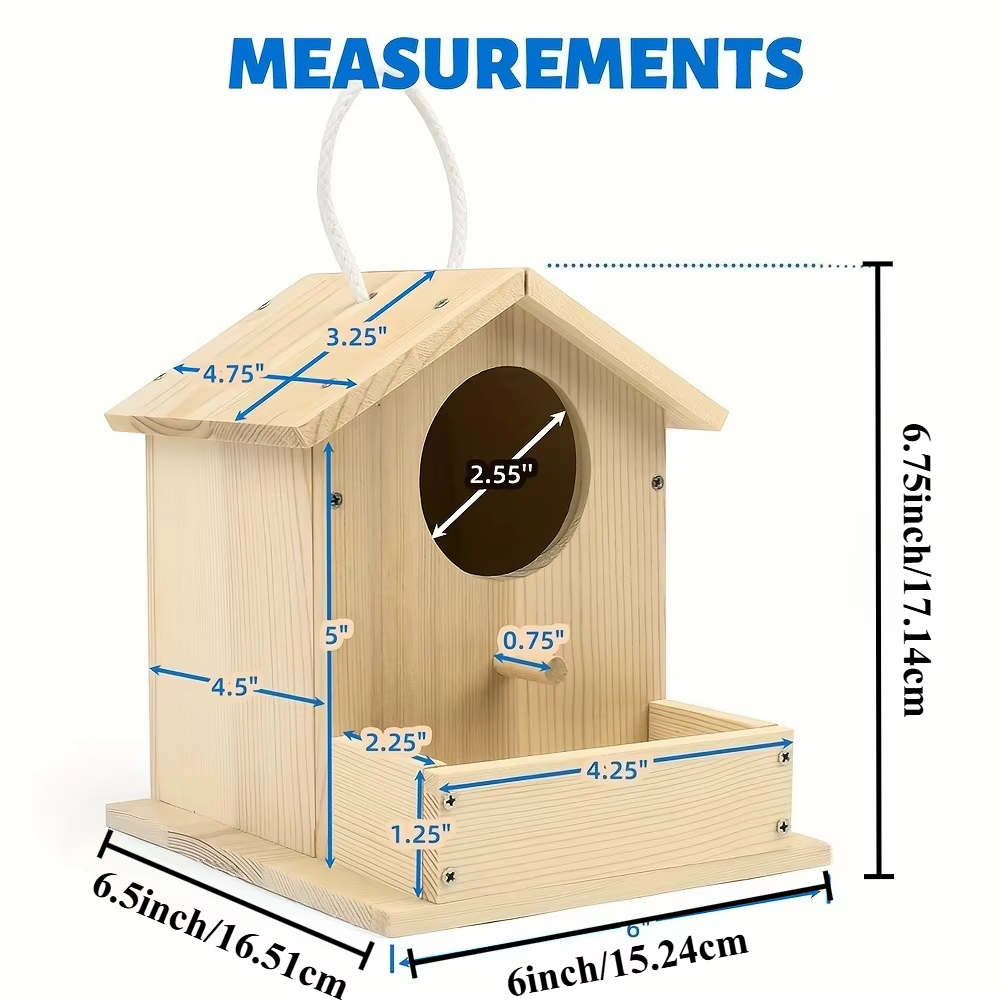 Casa para pájaros de madera con pinturas y pinceles - imagen 3