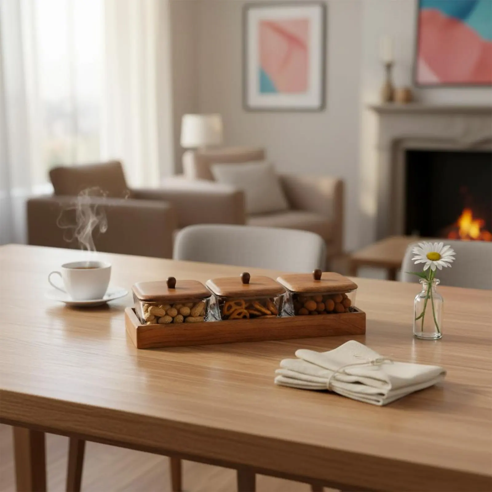 Juego de platos para aperitivos con bandeja de madera para gato y perro - imagen 2