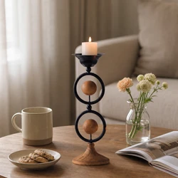 Candelabro escultural metal y madera para centro de mesa