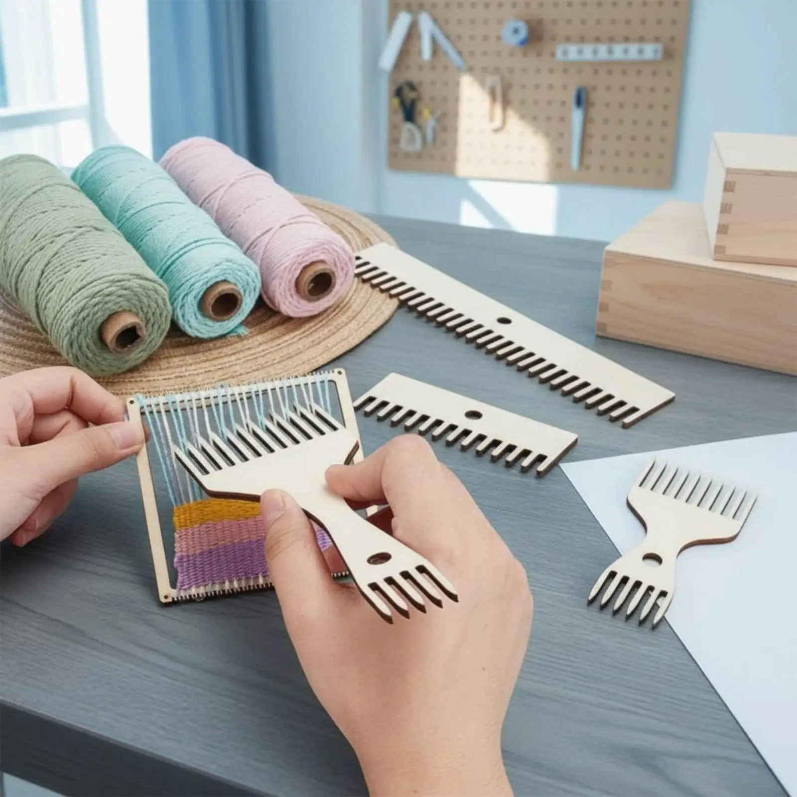 Peines para Tejer – Set Completo de 8 Piezas en Madera Pulida para Telar y Artesanía - imagen 5
