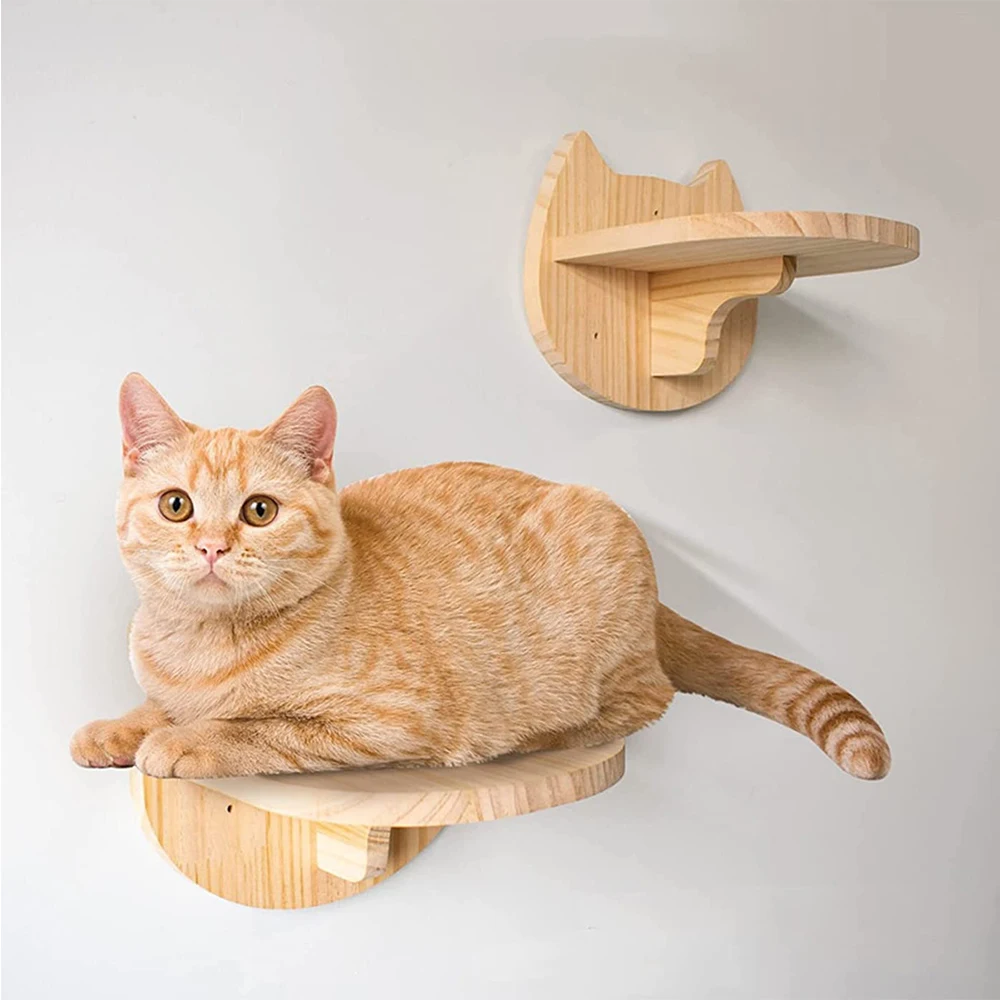 Estante flotante de madera para gatos montaje pared
