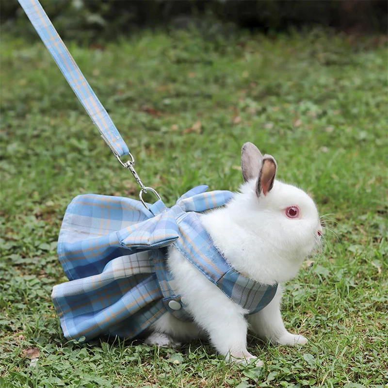 Chaleco de malla a cuadros con arnés para conejo y gatos - imagen 2
