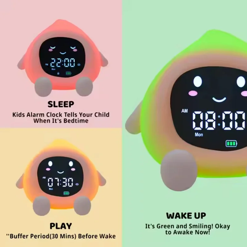 Reloj despertador infantil con luz nocturna táctil y luz suave - imagen 2