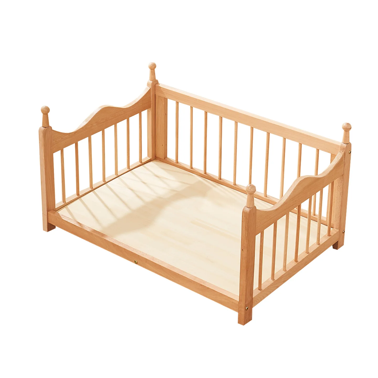 Cama elevada de madera maciza para gatos y perros, con valla - imagen 3