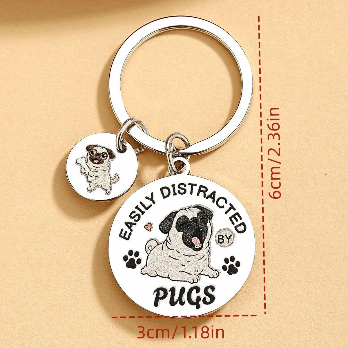 Llavero con diseño de Pug para amantes de los perros - imagen 3