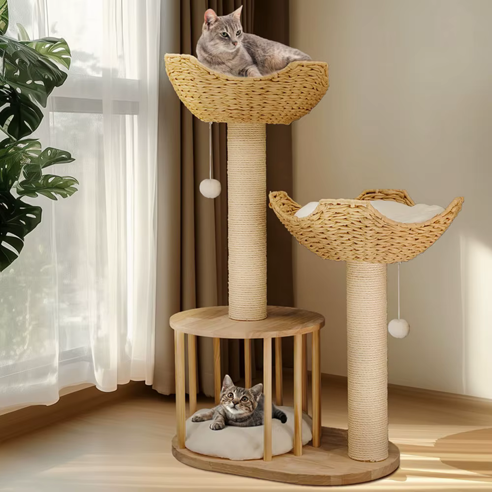 Árbol Rascador para Gatos de 3 Niveles con Cueva y Sisal - imagen 2