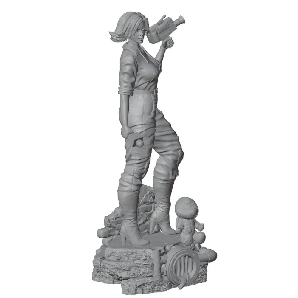 Kit modelo resina 1/24 – Figurna femenina gris, DIY sin montar - imagen 4
