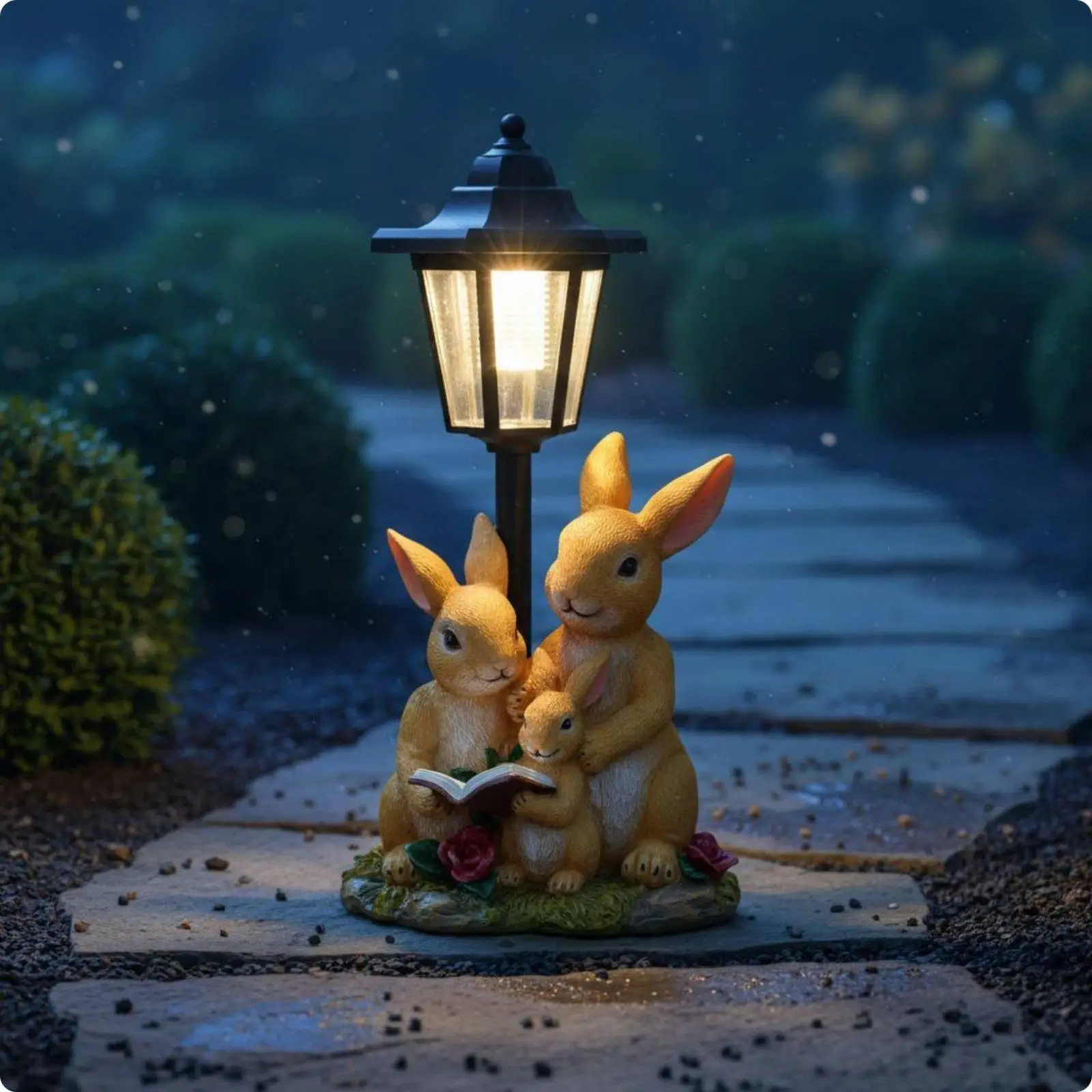 Figura Solar de Conejo para Jardín – Decoración y Luz Exterior - imagen 4