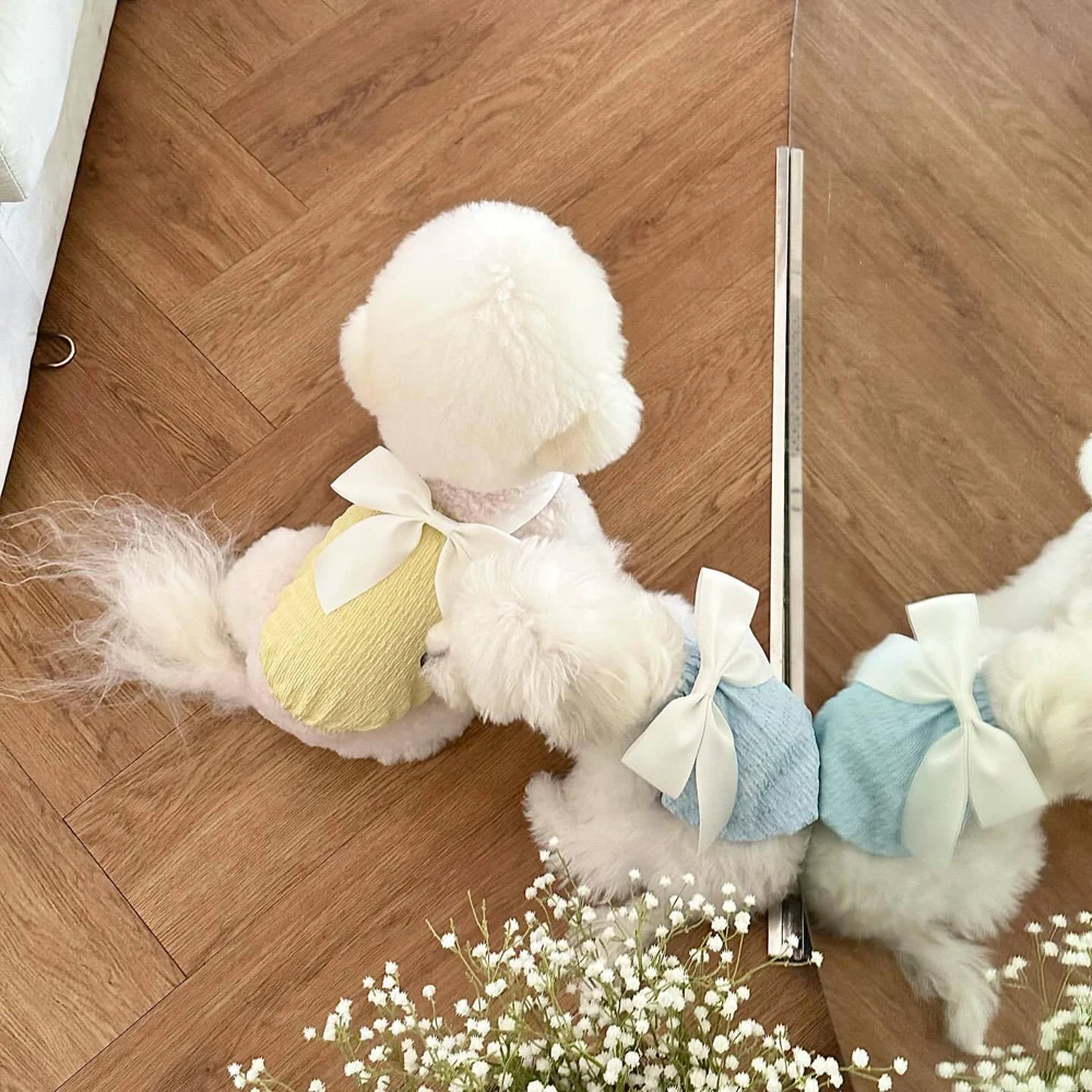 Ropa verano con lazo: camiseta sin mangas para gato y perro pequeño - imagen 4
