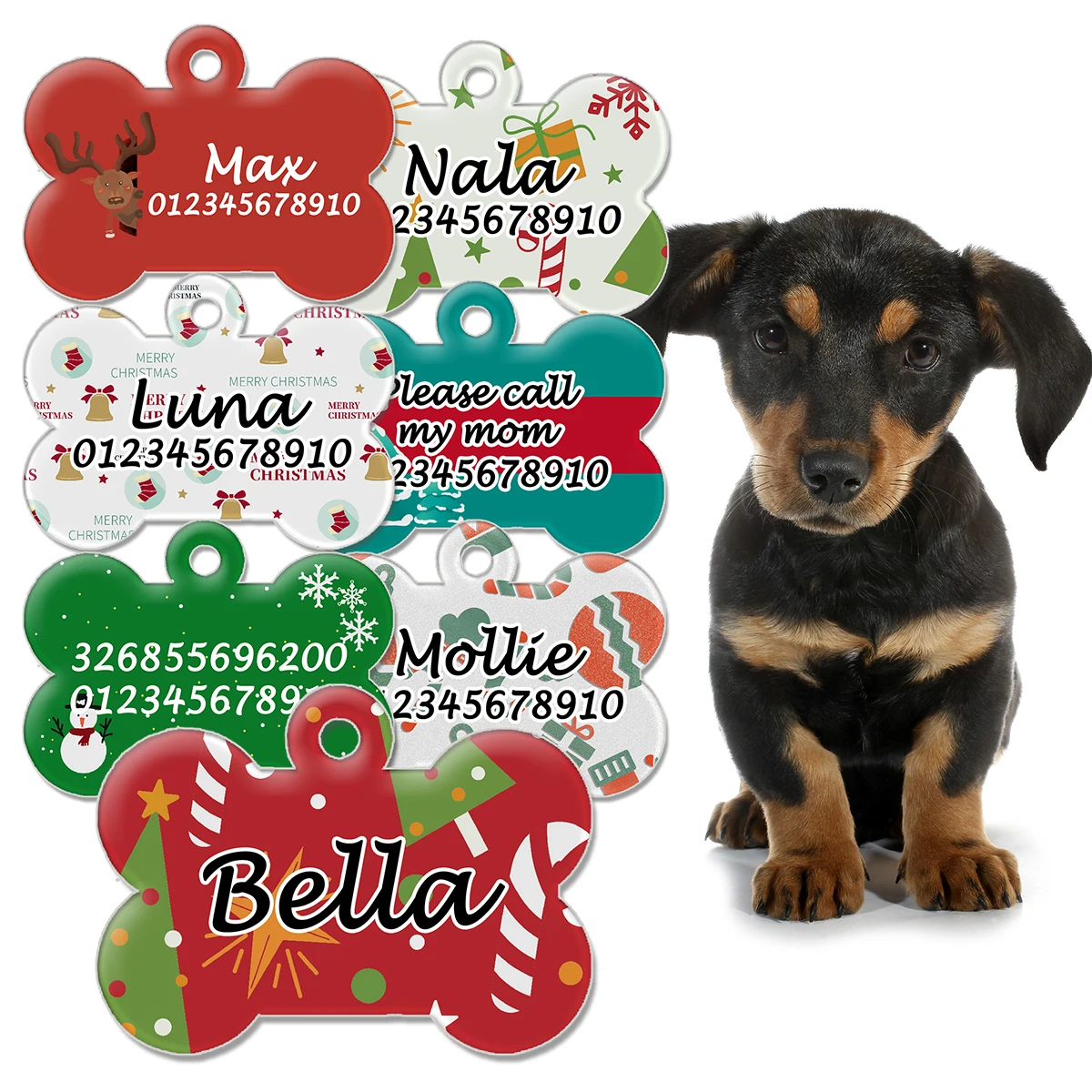 Variaciones de etiquetas personalizadas con diferentes textos