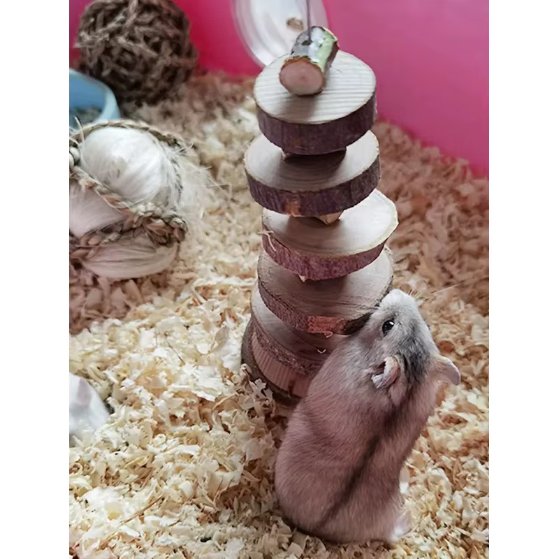 Juguete masticable de madera de manzana para roer hámster y conejo - imagen 5