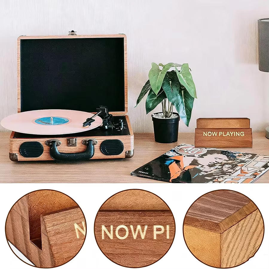 Soporte para tocadiscos de madera con laterales acrílicos - imagen 5