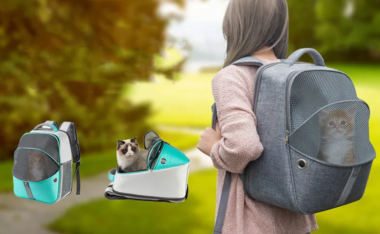 Mochila para mascotas vista frontal con malla transpirable